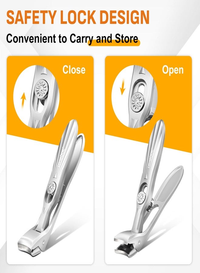 درمود مقص أظافر DRMODE للرجال ذوي الأظافر السميكة، مقص أظافر قدم بزاوية للأظافر السميكة لكبار السن، مقص أظافر قدم بفتحة فك واسعة، مقص أظافر يد شديد التحمل مع ماسك ومقبض طويل - فضي - Image 4